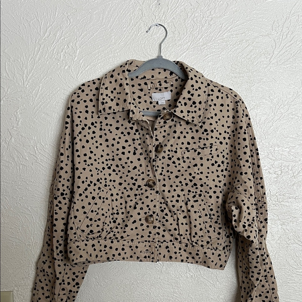 LOFT Beige and Black Polka Dot Jacket
